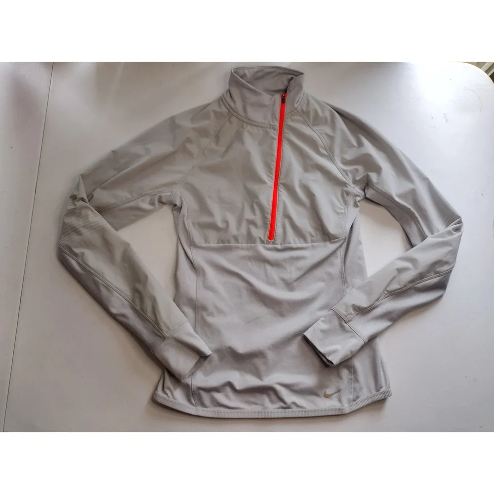 Nike Running Dri-FIT Thermal Quarter Zip Pullover Gray Neon XS‎